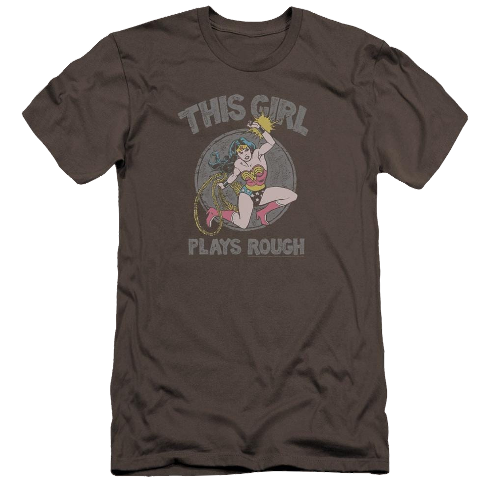 DC Comics Plays Rough - Men's Premium Slim Fit T-Shirt Men's Premium Slim Fit T-Shirt Wonder Woman   