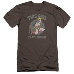 DC Comics Plays Rough - Men's Premium Slim Fit T-Shirt Men's Premium Slim Fit T-Shirt Wonder Woman   