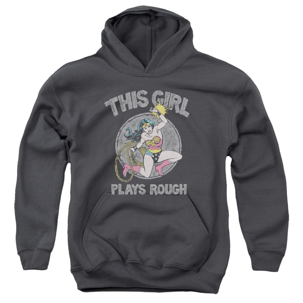 Wonder Woman Plays Rough - Youth Hoodie Youth Hoodie (Ages 8-12) Wonder Woman   