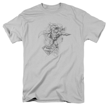 Silver men's regular fit t-shirt with Superman Flying Flex graphic