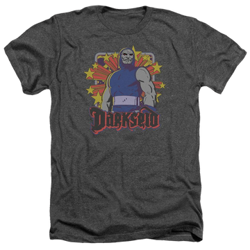Charcoal men's heather t-shirt with DC Comics Darkseid Stars graphic