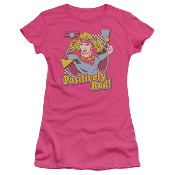 Hot pink juniors t-shirt with Superman DC Comics Positively Rad graphic
