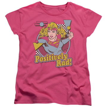 Hot pink women's t-shirt with Superman DC Comics Positively Rad graphic