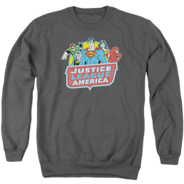DC Comics 8 Bit League - Men's Crewneck Sweatshirt Men's Crewneck Sweatshirt Justice League   