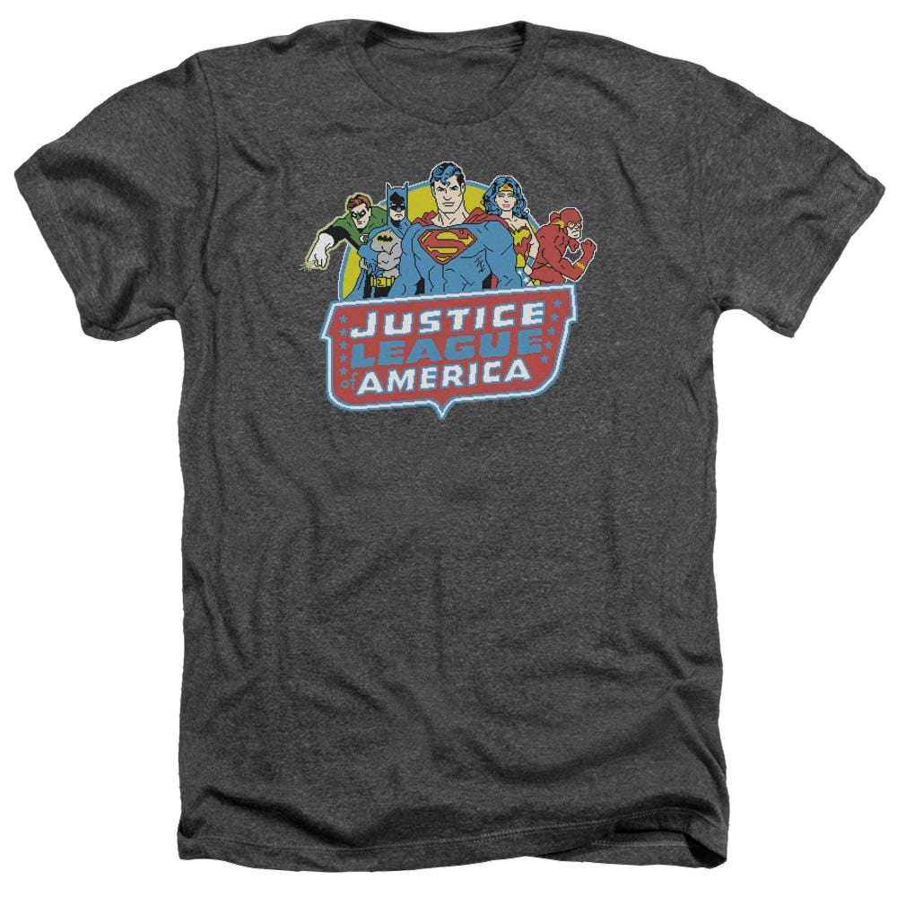 DC Comics 8 Bit League - Men's Heather T-Shirt Men's Heather T-Shirt Justice League   