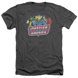 DC Comics 8 Bit League - Men's Heather T-Shirt Men's Heather T-Shirt Justice League   