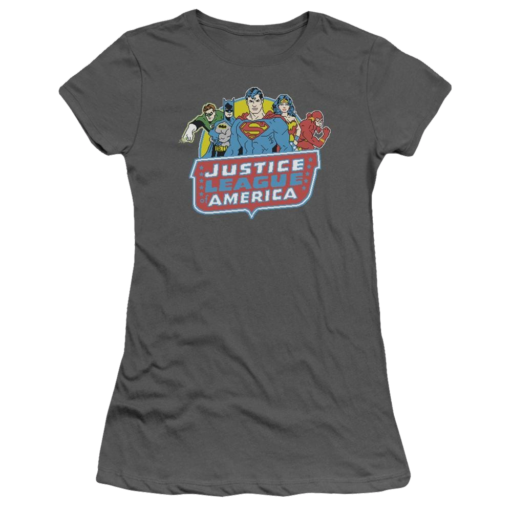 DC Comics 8 Bit League - Juniors T-Shirt Juniors T-Shirt Justice League   