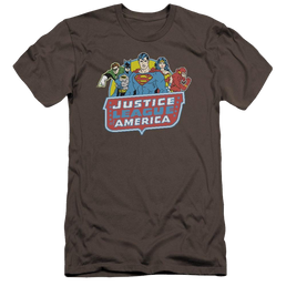 DC Comics 8 Bit League - Men's Premium Slim Fit T-Shirt Men's Premium Slim Fit T-Shirt Justice League   