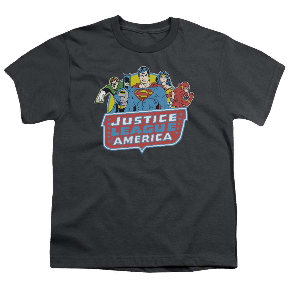Justice League 8 Bit League - Youth T-Shirt Youth T-Shirt (Ages 8-12) Justice League   