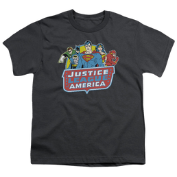 Justice League 8 Bit League - Youth T-Shirt Youth T-Shirt (Ages 8-12) Justice League   