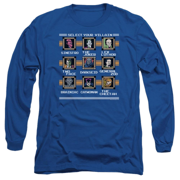Royal men's long sleeve t-shirt with Justice League DC Comics Stage Select graphic
