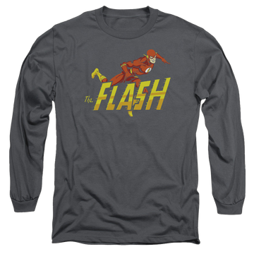 Black men's long sleeve t-shirt with The Flash 8 Bit Flash graphic