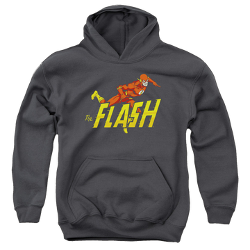 Black youth hoodie for ages 8 to 12 with The Flash 8 Bit Flash graphic