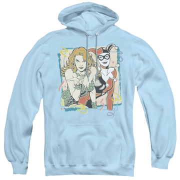 Light blue pullover hoodie with Harley Quinn Totally Harvey & Ivy graphic