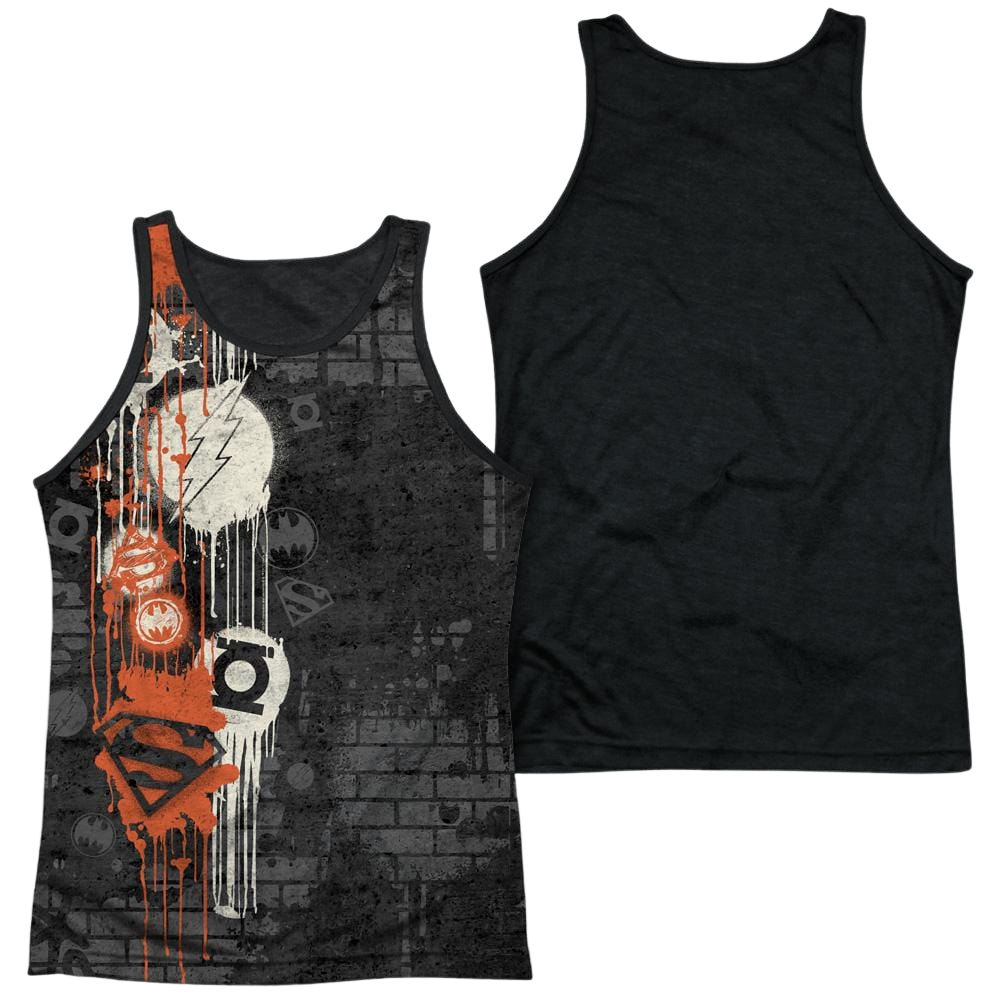 DC Comics Oh The Urbanity Men's Black Back Tank Men's Black Back Tank Justice League   