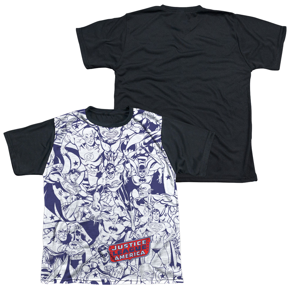 Justice League Jusice All Around - Youth Black Back T-Shirt Youth Black Back T-Shirt (Ages 8-12) Justice League   