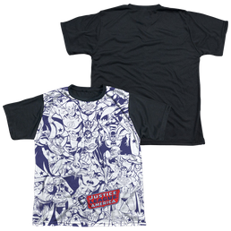 Justice League Jusice All Around - Youth Black Back T-Shirt Youth Black Back T-Shirt (Ages 8-12) Justice League   