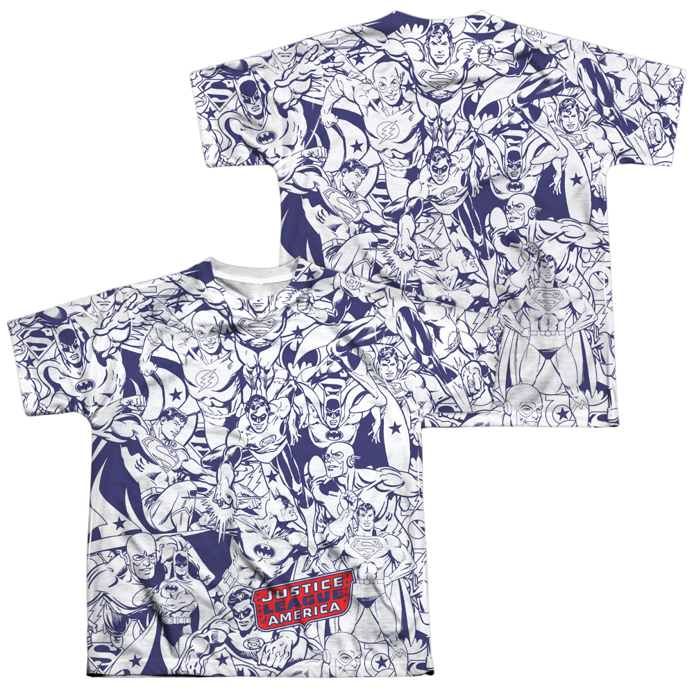 Justice League Jusice All Around - Youth All-Over Print T-Shirt Youth All-Over Print T-Shirt (Ages 8-12) Justice League   