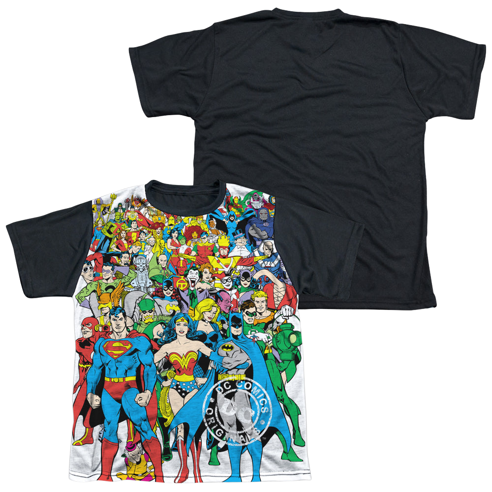Justice League Original Universe - Youth Black Back T-Shirt Youth Black Back T-Shirt (Ages 8-12) Justice League   