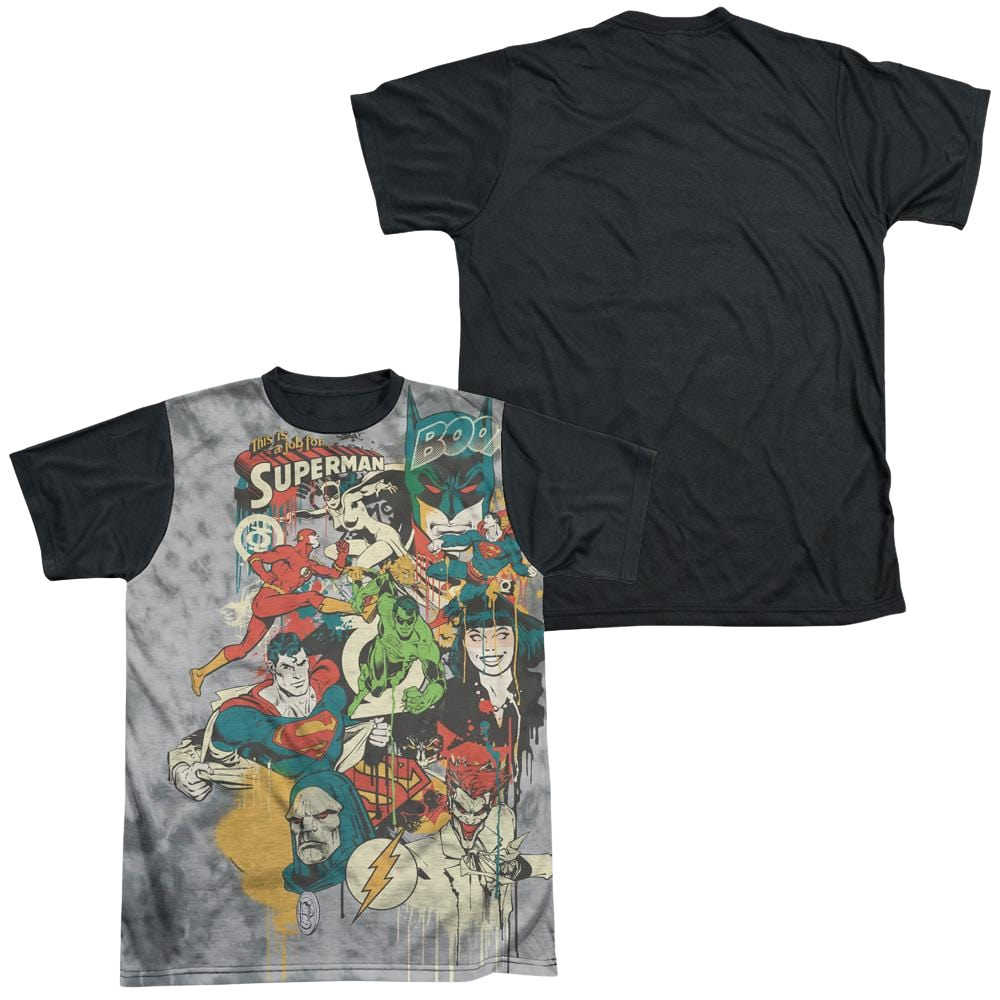 DC Comics Friends Or Foes - Men's Black Back T-Shirt Men's Black Back T-Shirt Justice League   