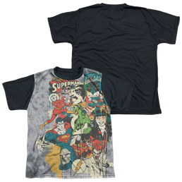 Justice League Friends Or Foes - Youth Black Back T-Shirt Youth Black Back T-Shirt (Ages 8-12) Justice League   
