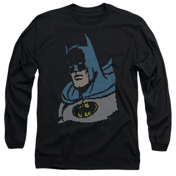 Black men's long sleeve t-shirt with DC Comics Lite Brite Batman graphic