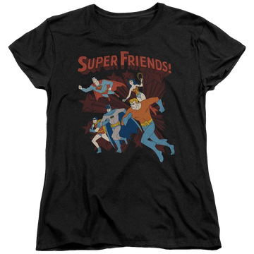 Black women's t-shirt with DC Comics Super Running graphic
