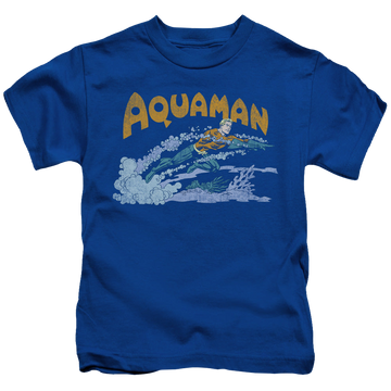 Royal kid's t-shirt for ages 4 to 7 with Aquaman Aqua Swim graphic