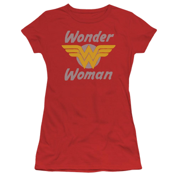 Red juniors t-shirt with Wonder Woman DC Comics Wonder Wings graphic