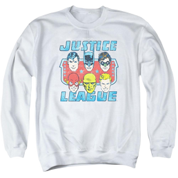 DC Comics Faces Of Justice - Men's Crewneck Sweatshirt Men's Crewneck Sweatshirt Justice League   