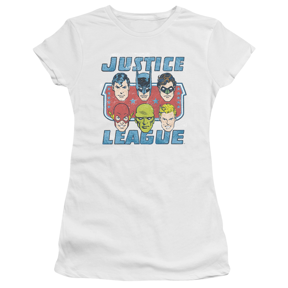 DC Comics Faces Of Justice - Juniors T-Shirt Juniors T-Shirt Justice League   