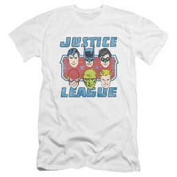 DC Comics Faces Of Justice - Men's Premium Slim Fit T-Shirt Men's Premium Slim Fit T-Shirt Justice League   