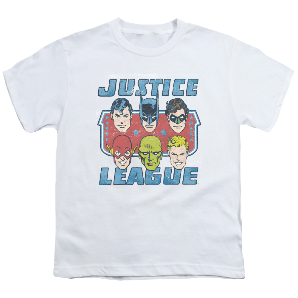 Justice League Faces Of Justice - Youth T-Shirt Youth T-Shirt (Ages 8-12) Justice League   