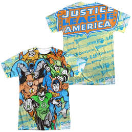 DC Comics Follow The Leader Men's All Over Print T-Shirt Men's All-Over Print T-Shirt Justice League   