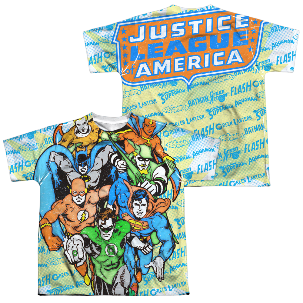 Justice League Follow The Leader (Front/Back) - Youth All-Over Print T-Shirt Youth All-Over Print T-Shirt (Ages 8-12) Justice League   