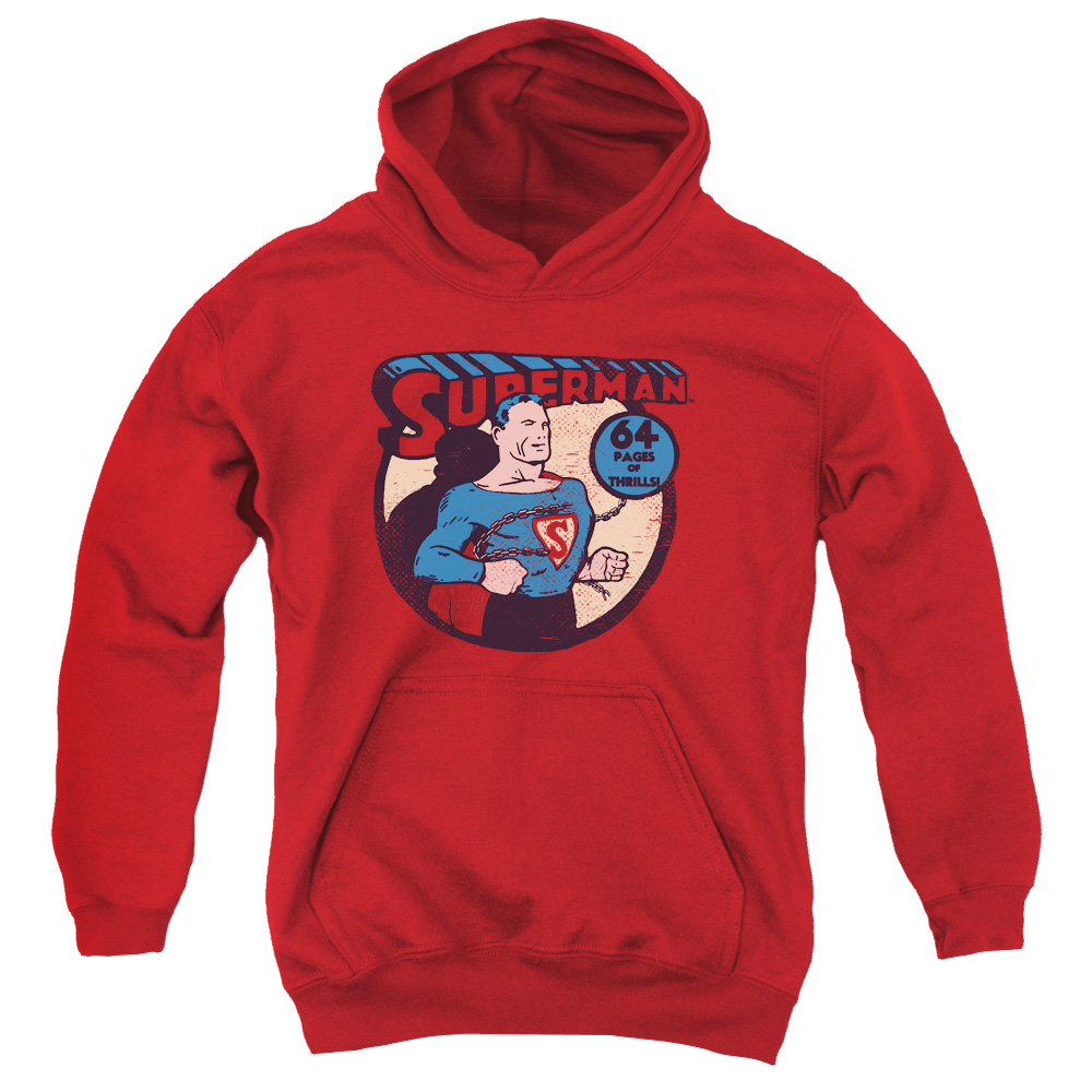 Superman Man of Steel Superman 64 - Youth Hoodie Youth Hoodie (Ages 8-12) Superman   