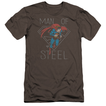 Charcoal men's premium slim fit t-shirt with Superman Hardened Heart graphic