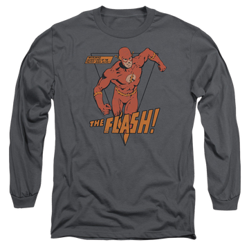 Charcoal men's long sleeve t-shirt with The Flash Whirlwind graphic
