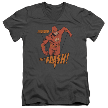 Charcoal men's v-neck t-shirt with The Flash Whirlwind graphic