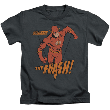 Charcoal kid's t-shirt for ages 4 to 7 with The Flash Whirlwind graphic