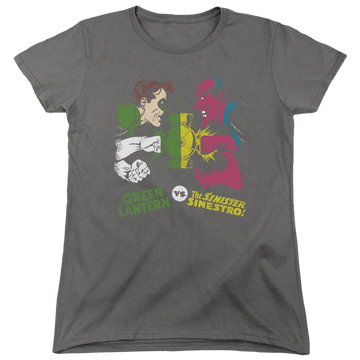 Charcoal women's t-shirt with DC Comics Gl Vs Sinestro graphic