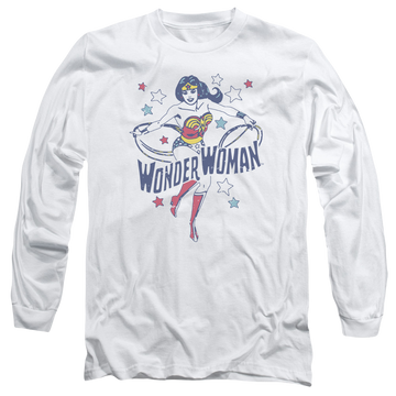 White men's long sleeve t-shirt with Wonder Woman DC Comics Wonder Stars graphic