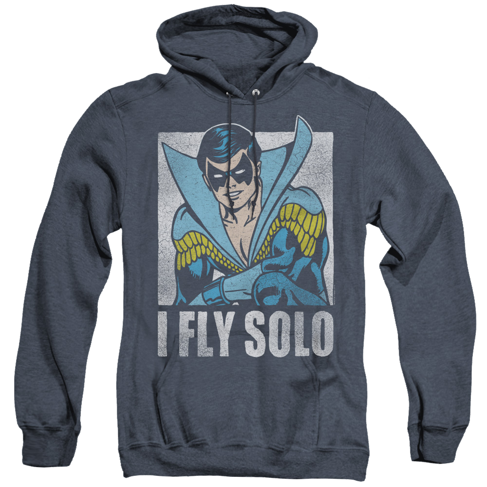 Nightwing Fly Solo - Heather Pullover Hoodie Heather Pullover Hoodie Nightwing   