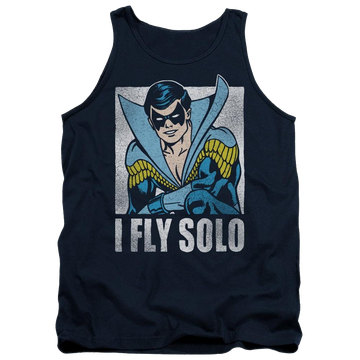 Navy men's tank with Nightwing DC Comics Fly Solo graphic