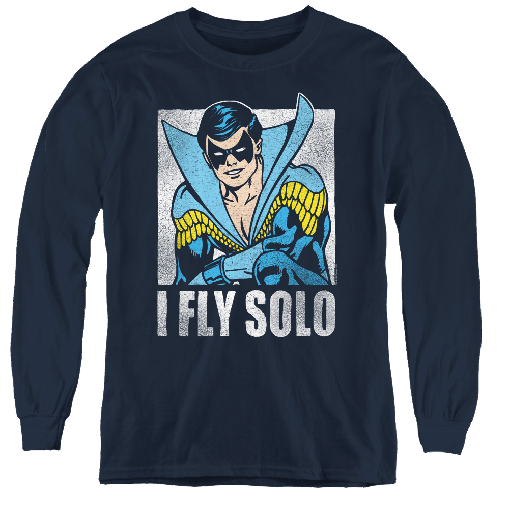 Nightwing Fly Solo - Youth Long Sleeve T-Shirt Youth Long Sleeve T-Shirt Nightwing   