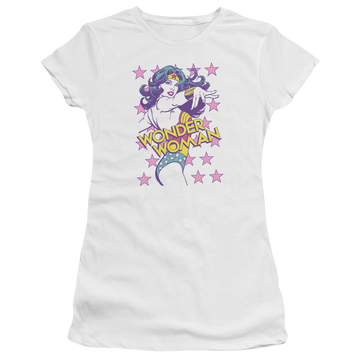 White juniors t-shirt with Superman DC Comics Valiant graphic