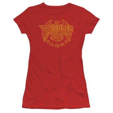 Red juniors t-shirt with Wonder Woman DC Comics Wonder Eagle graphic