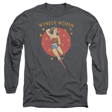 Charcoal men's long sleeve t-shirt with Wonder Woman DC Comics Wonder Circle graphic