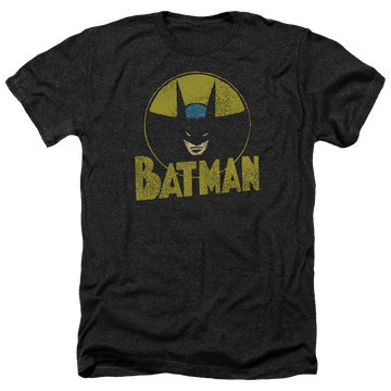 Charcoal men's heather t-shirt with Batman DC Comics Circle Bat graphic