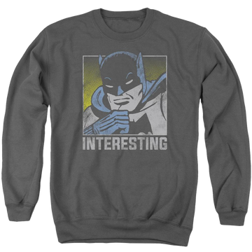 Charcoal men's crewneck sweatshirt with DC Comics Interesting graphic